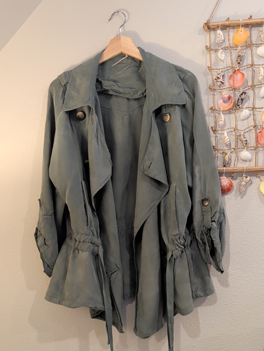 Free People Olive Utility Drawstring Light Jacket